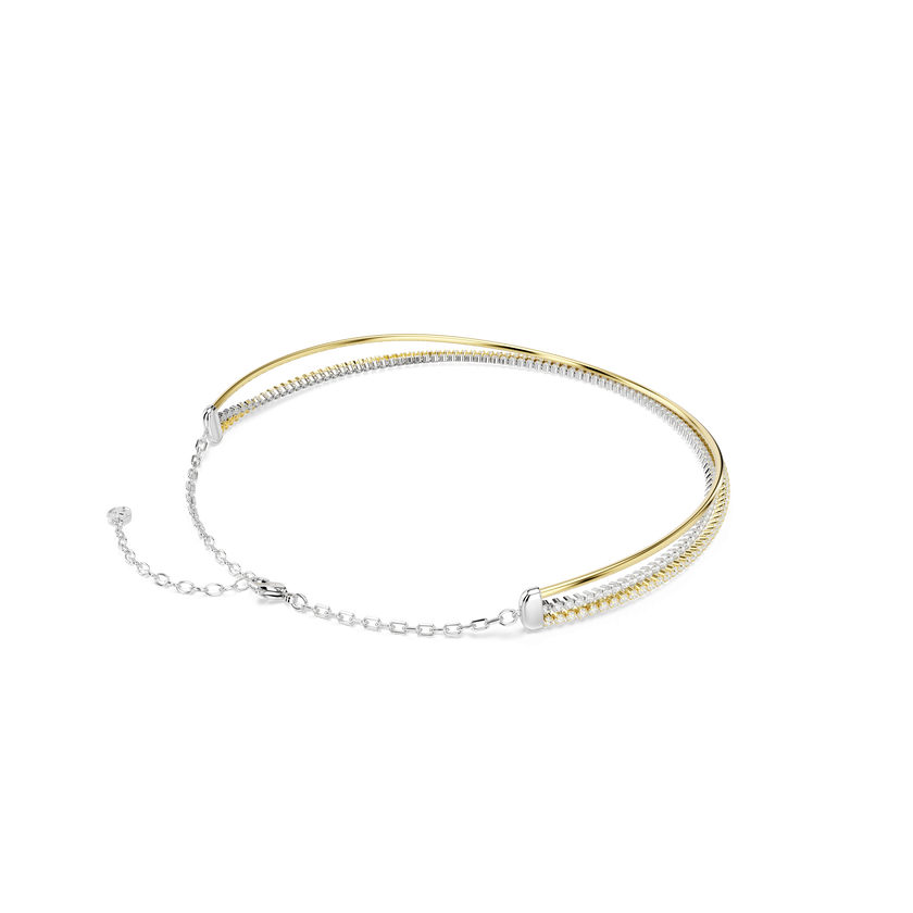 swarovski hyperbola necklace  round cut  white  mixed metal finish