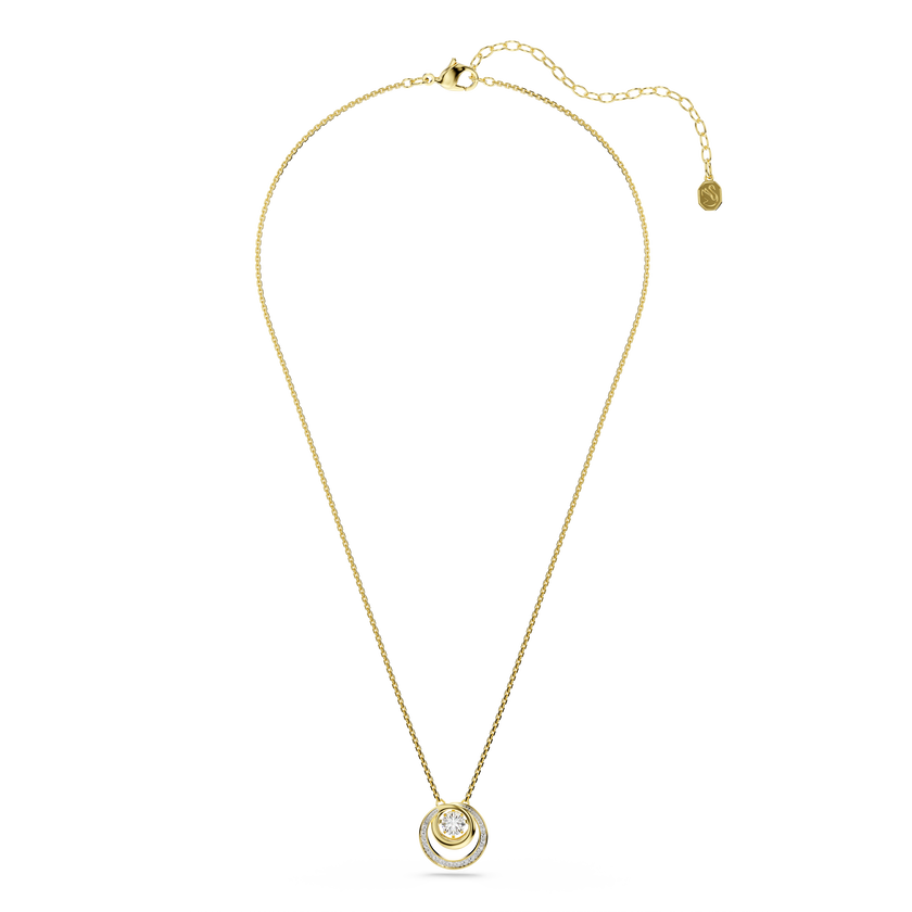 swarovski hyperbola pendant  round cut  white  gold tone plated