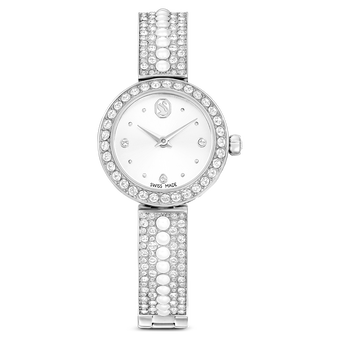 swarovski matrix pearl bangle watch  swiss made  crystal bracelet  white  stainless steel