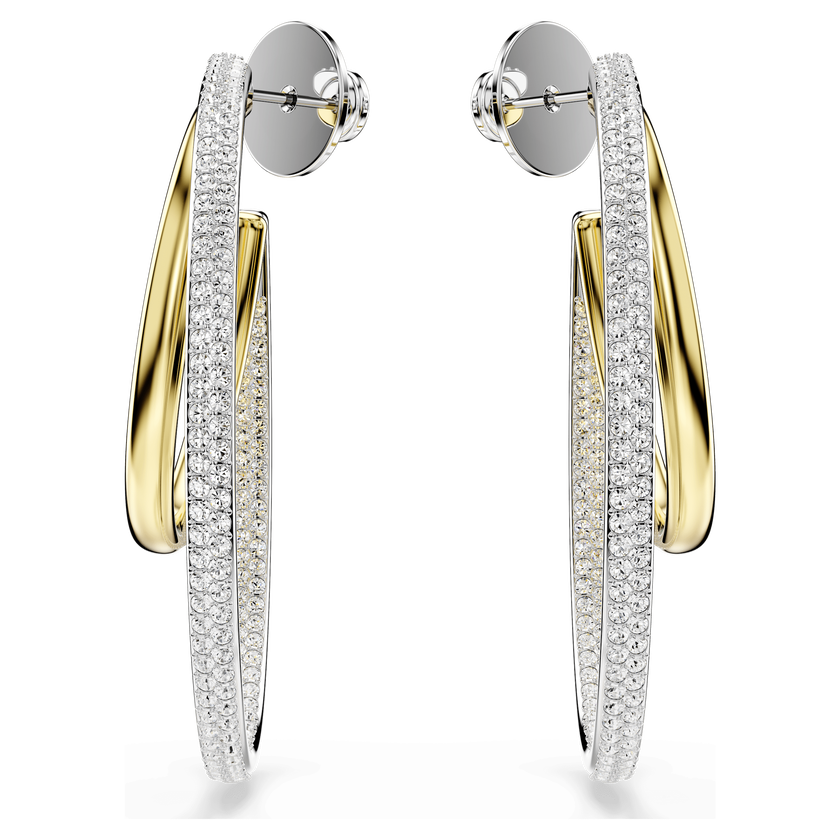 swarovski hyperbola hoop earrings  round cut  medium  white  mixed metal finish
