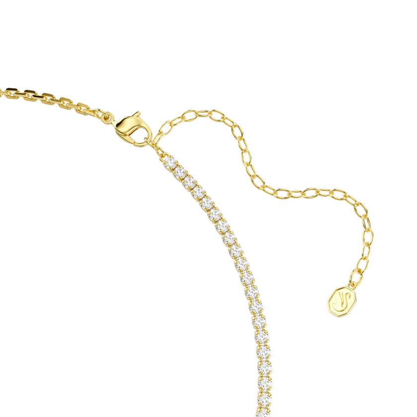 swarovski matrix necklace  round cut  white  18k gold finish