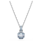 swarovski birthstone pendant  square cut  march  blue  rhodium plated