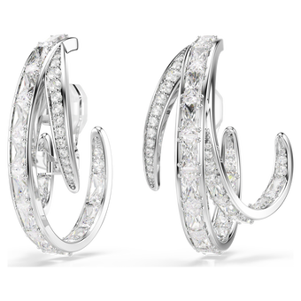 swarovski vienna clip earrings  mixed cuts  white  rhodium plated