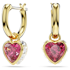 swarovski chroma drop earrings  heart  red  gold tone plated