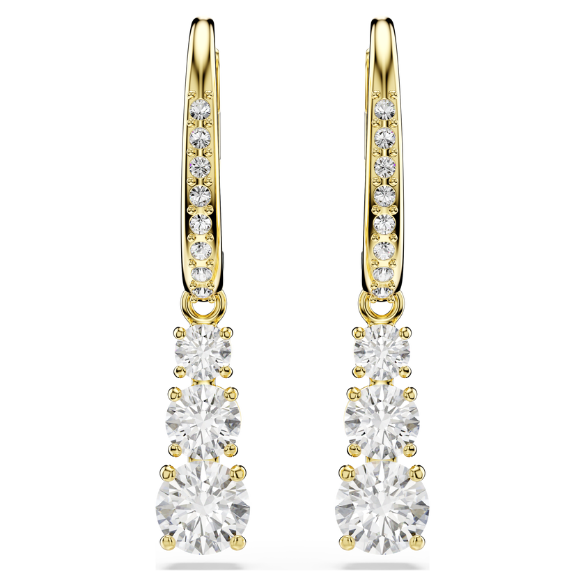 swarovski stilla attract hoop earrings  round cut  white  gold tone plated