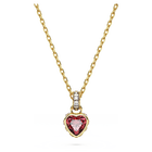 swarovski chroma pendant  heart  red  gold tone plated