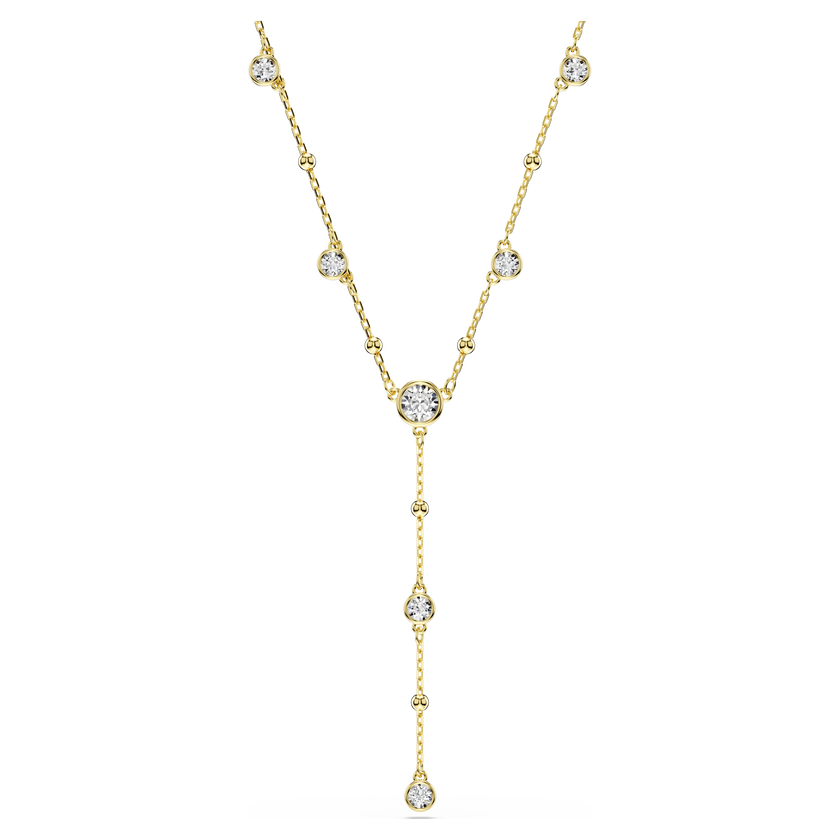 swarovski imber y necklace  round cut  scattered design  white  gold tone plated