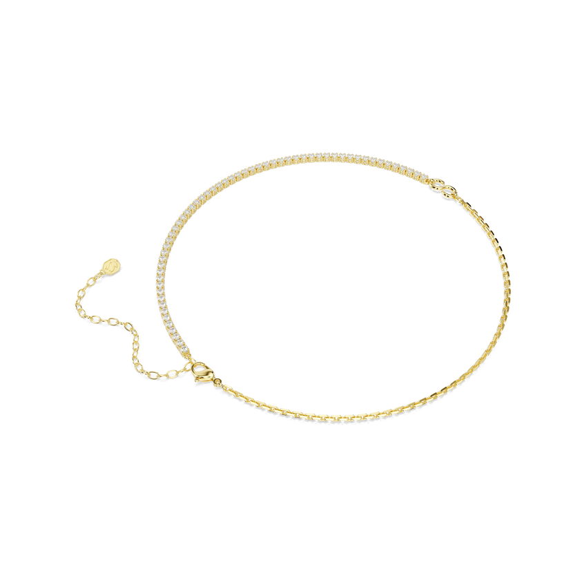 swarovski matrix necklace  round cut  white  18k gold finish