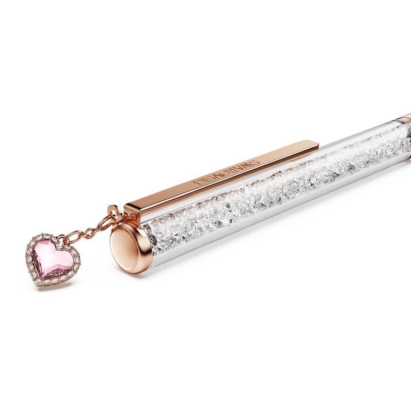 swarovski crystalline ballpoint pen  heart  pink  pink lacquered  rose gold tone plated