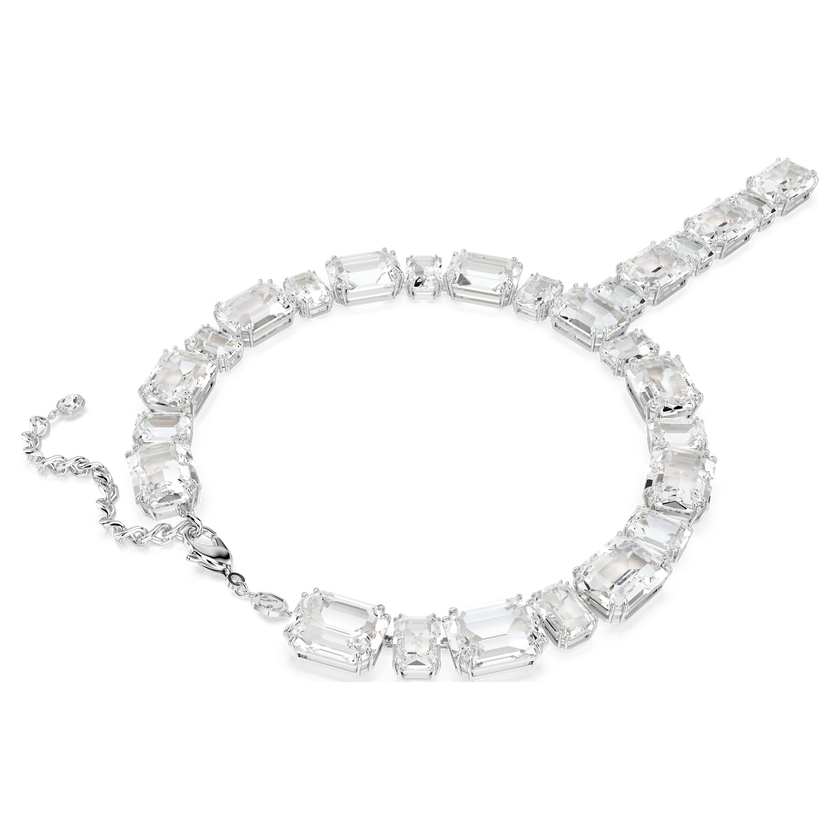 swarovski millenia y necklace  octagon cut  white  rhodium plated