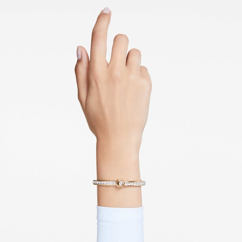 swarovski numina bangle  round cut  white  18k gold finish