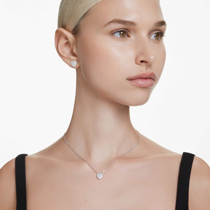 ariana grande x swarovski set  mixed cuts  heart  white  rhodium plated