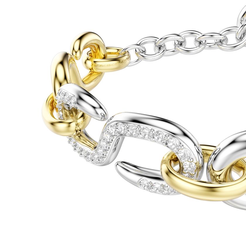 swarovski dextera bracelet  round cut  t bar  white  mixed metal finish