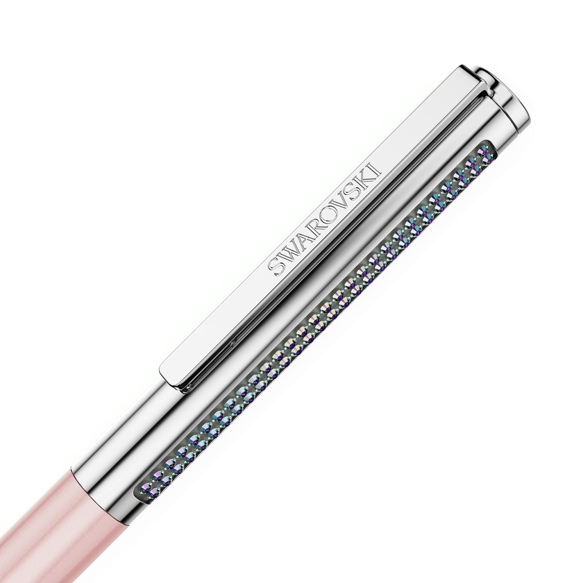 swarovski matrix tennis ballpoint pen  pink lacquered  chrome plated