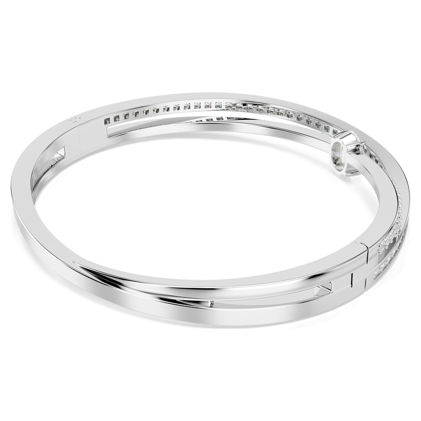 swarovski hyperbola bangle  mixed cuts  white  rhodium plated