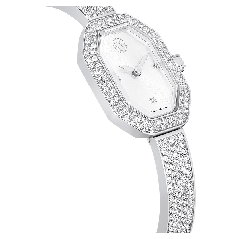 swarovski dextera bangle watch  swiss made  metal bracelet  silver tone  stainless steel