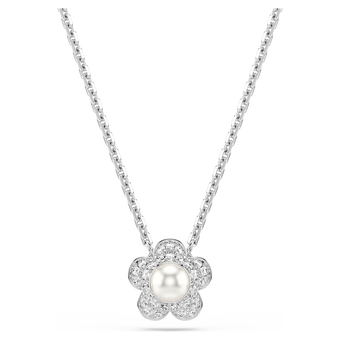 ariana grande x swarovski pendant  round cut  flower  white  rhodium plated