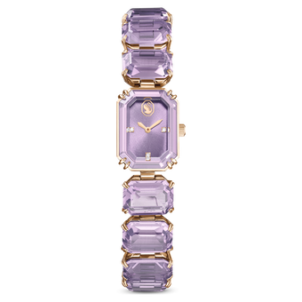 swarovski watch  octagon cut bracelet  purple  champagne gold tone finish