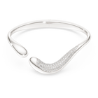 swarovski classica bangle  open  round cut  white  sterling silver