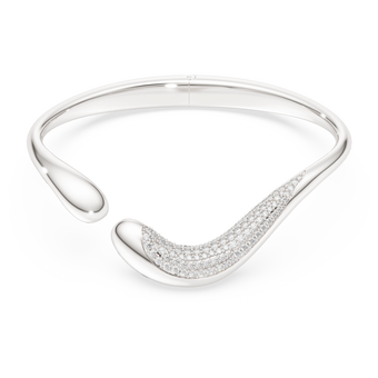 swarovski classica bangle  open  round cut  white  sterling silver