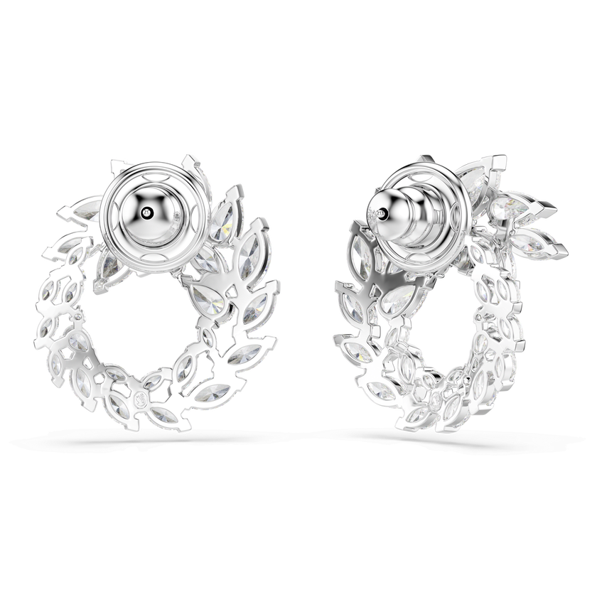 swarovski mesmera hoop earrings  marquise cut  white  rhodium plated