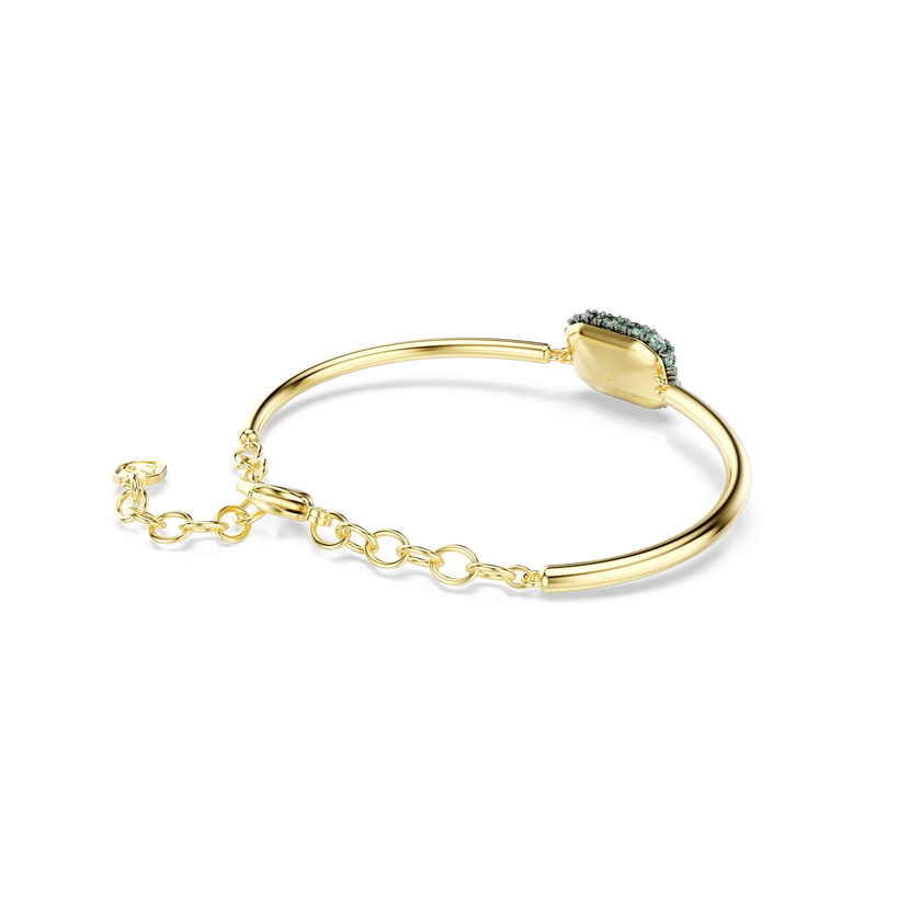 swarovski sublima bangle  octagon cut  green  18k gold finish