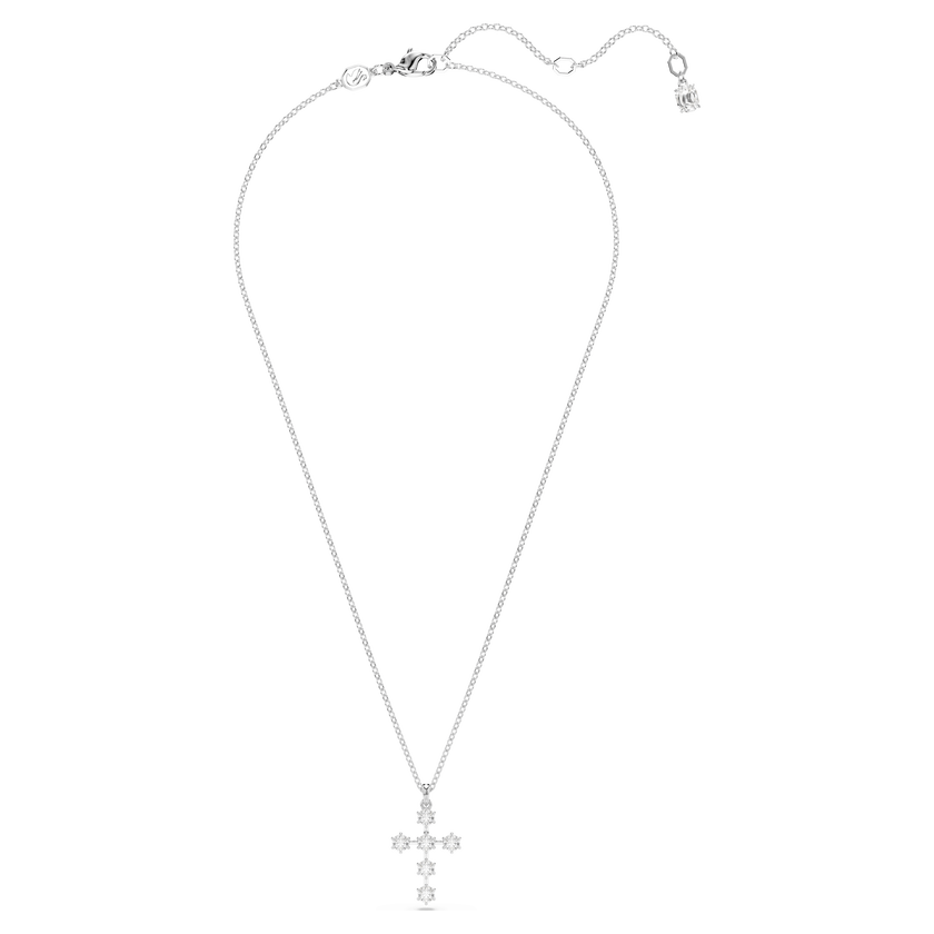 swarovski insigne pendant  round cut  cross  white  rhodium plated