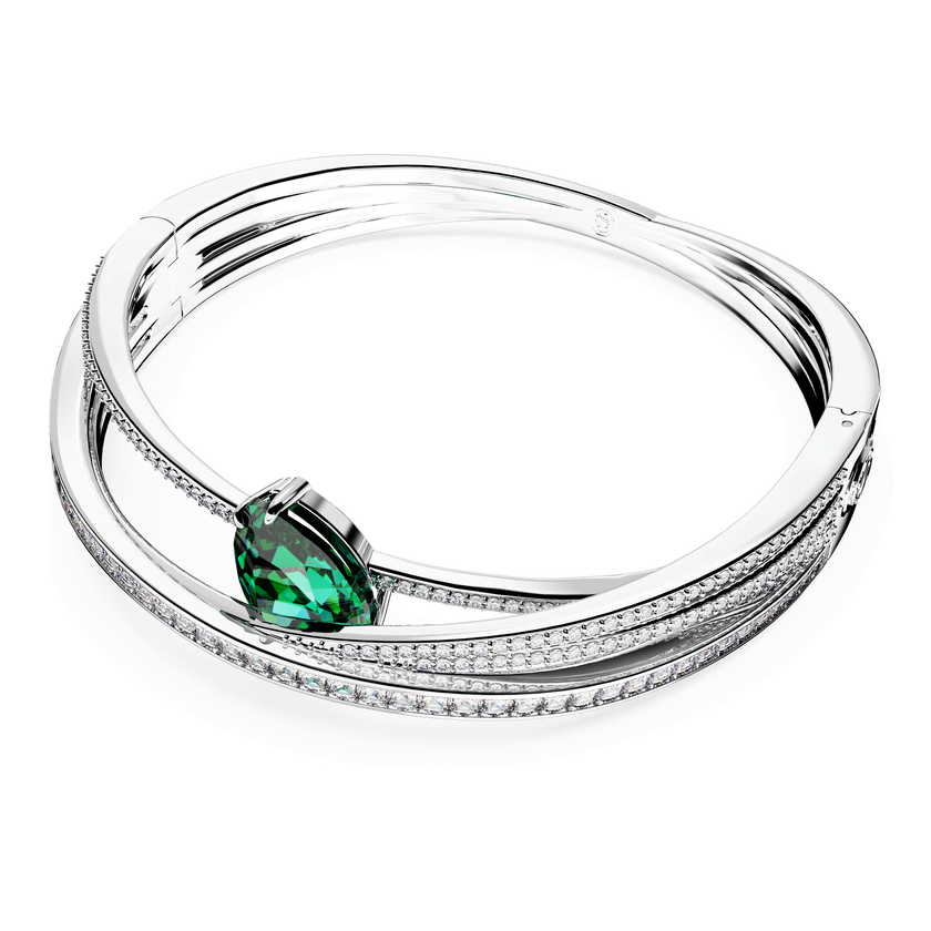 swarovski hyperbola bangle  carbon neutral zirconia  green  rhodium plated