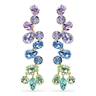 swarovski gema drop earrings  mixed cuts  chandelier  long  multicolored  gold tone plated