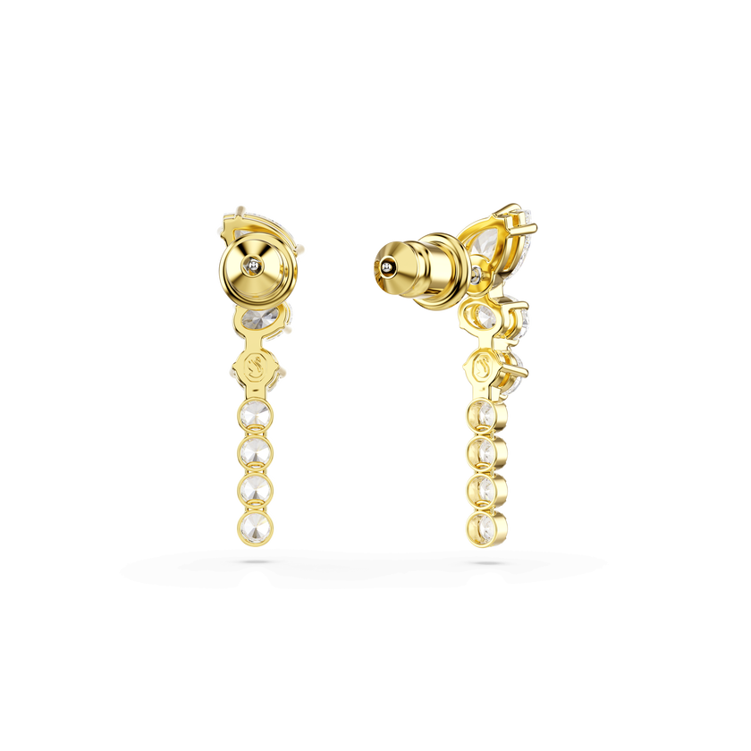 swarovski mesmera drop earrings  mixed cuts  white  18k gold finish