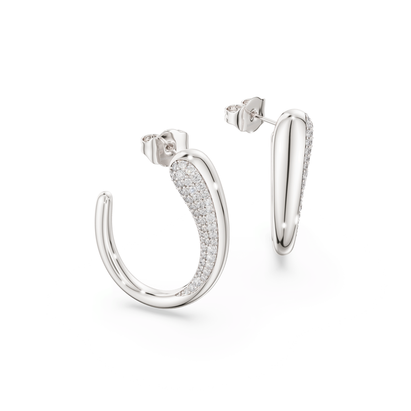 swarovski classica hoop earrings  round cut  white  sterling silver