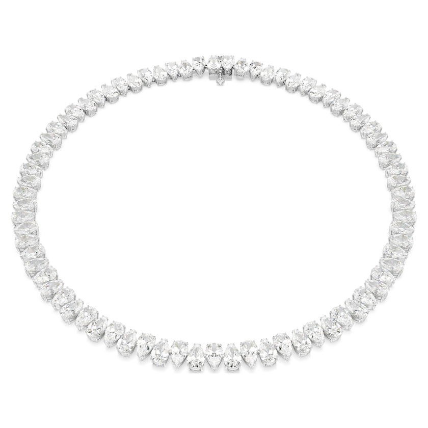 swarovski matrix tennis necklace  pear cut  white  rhodium plated