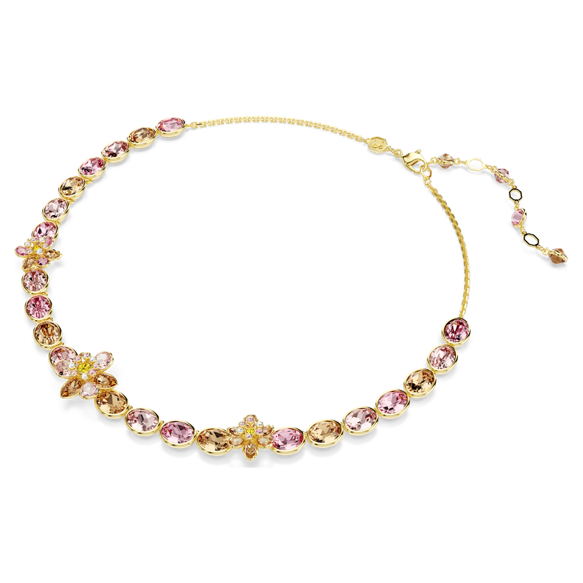 swarovski idyllia necklace  mixed cuts  flower  multicolored  gold tone plated