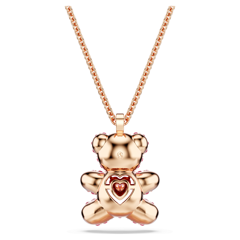 swarovski teddy pendant  bear  pink  18k rose gold finish