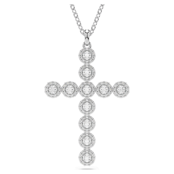 swarovski insigne pendant  mixed cuts  cross  white  rhodium plated