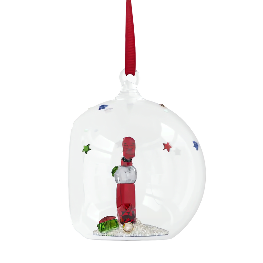 swarovski holiday cheers stocking and candy ball ornament