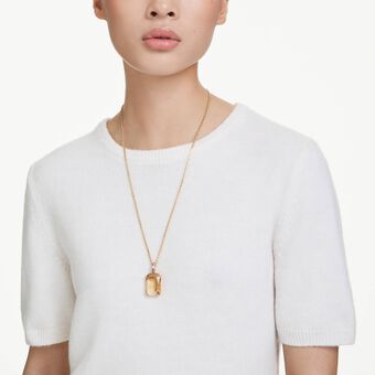 swarovski millenia pendant  octagon cut  caramel  gold tone plated