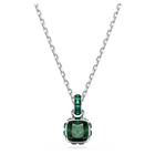 swarovski birthstone pendant  square cut  may  green  rhodium plated
