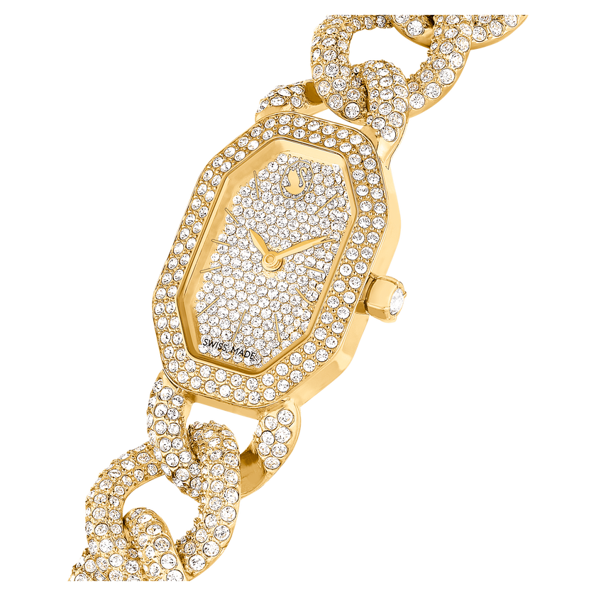 swarovski dextera chain watch  swiss made  crystal bracelet  gold tone  gold tone finish