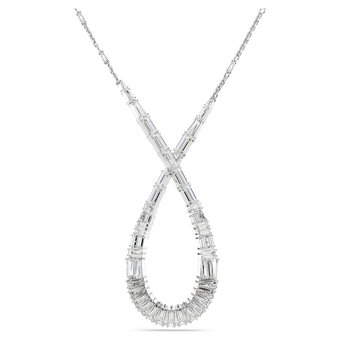 swarovski hyperbola pendant  mixed cuts  infinity  white  rhodium plated
