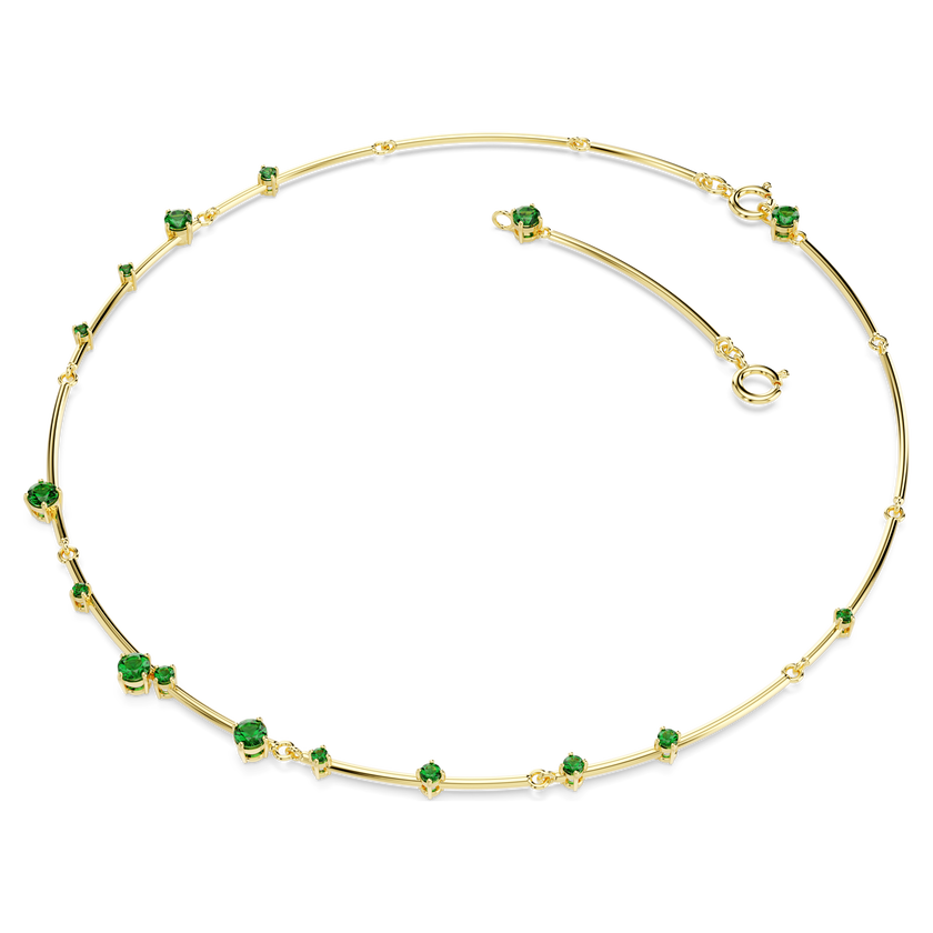 swarovski constella necklace  mixed round cuts  green  gold tone plated