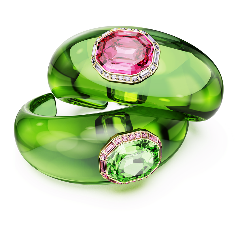 swarovski dulcis cuff  set  2   octagon cut  pav   multicolored  18k gold finish