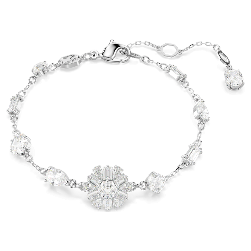 swarovski idyllia bracelet  mixed cuts  snowflake  white  rhodium plated