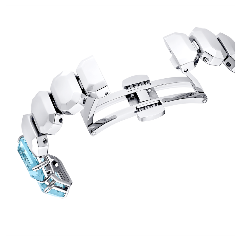 swarovski watch  octagon cut bracelet  blue  stainless steel