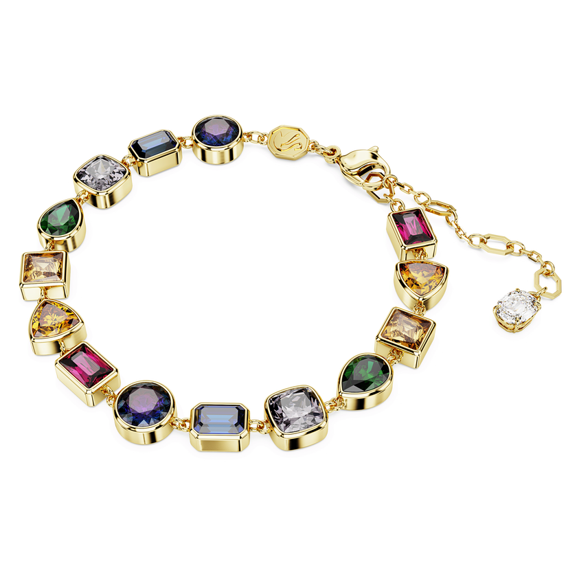 swarovski imber tennis bracelet  mixed cuts  multicolored  gold tone plated