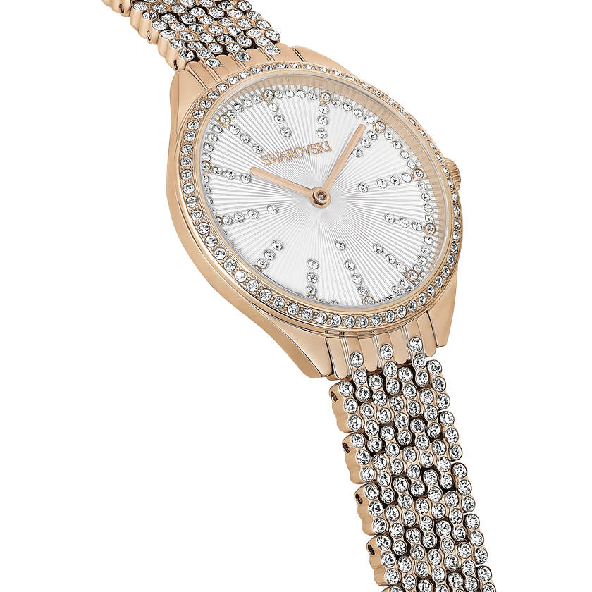 swarovski attract watch  swiss made  metal bracelet  rose gold tone  rose gold tone finish