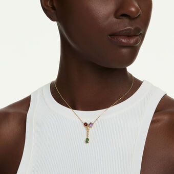 swarovski imber y pendant  mixed cuts  multicolored  18k gold finish