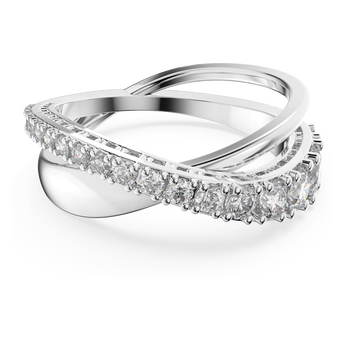 swarovski hyperbola ring  round cut  white  rhodium plated
