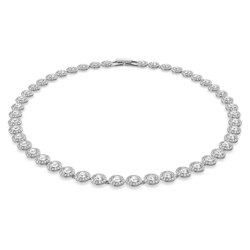 swarovski una angelic set  round cut  white  rhodium plated