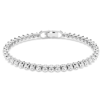 swarovski imber emily tennis bracelet  round cut  white  rhodium plated